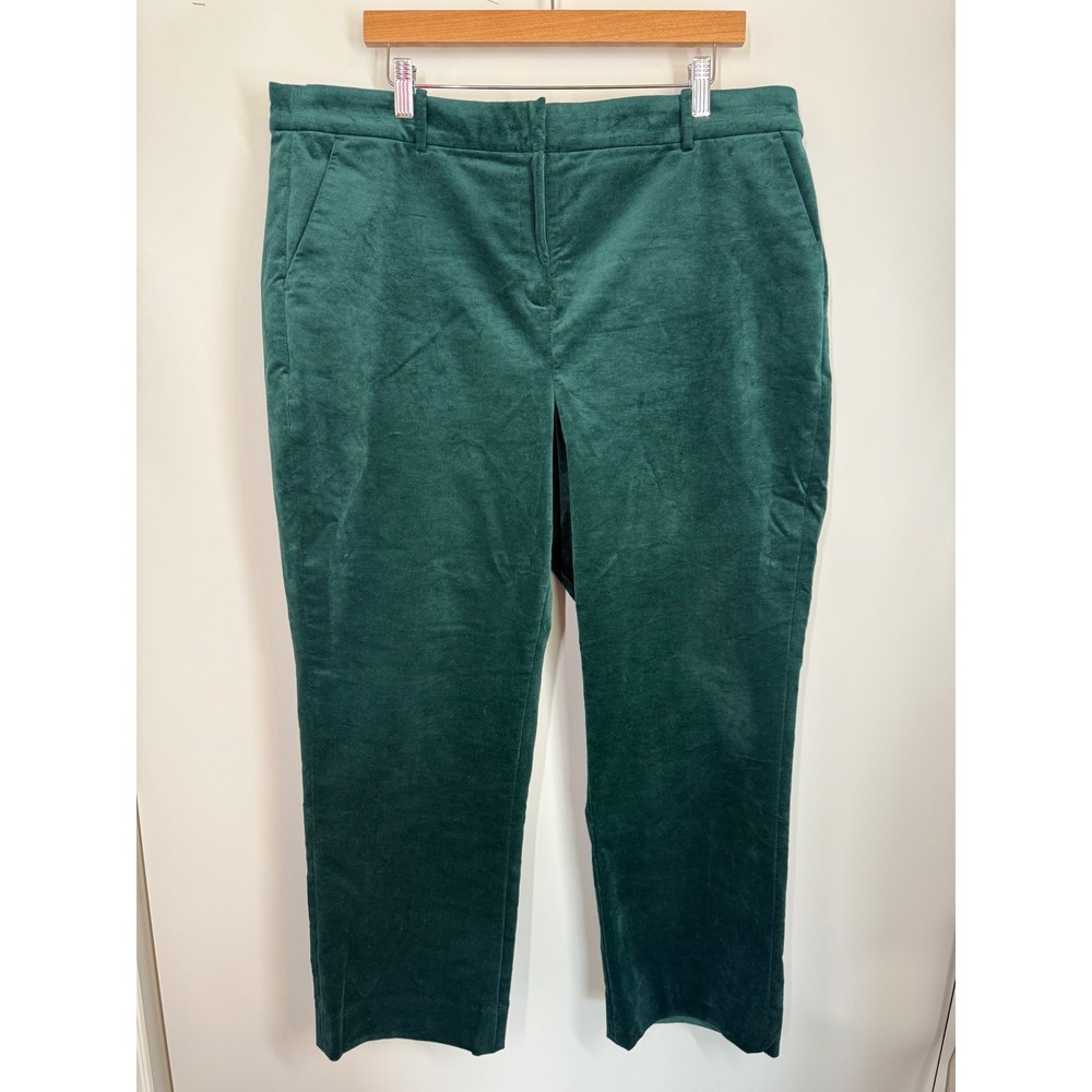 J. CREW Factory Kallie Pants Velvet Emerald Green Size 18‎ Straight Leg Trouser - Picture 4 of 12